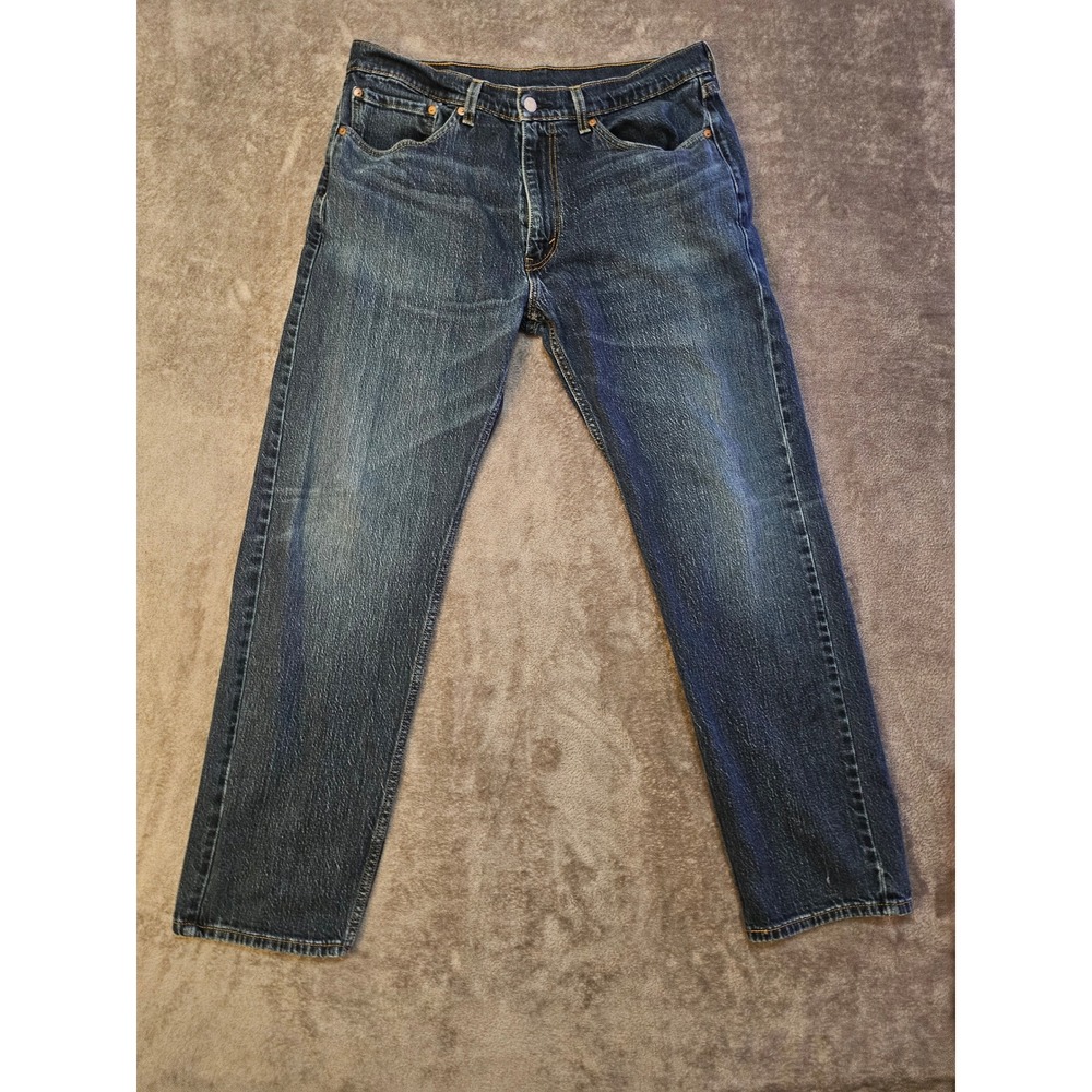 Levis 505 Regular Fit Straight Leg Jeans Mens 36x32 Dark Wash Denim
